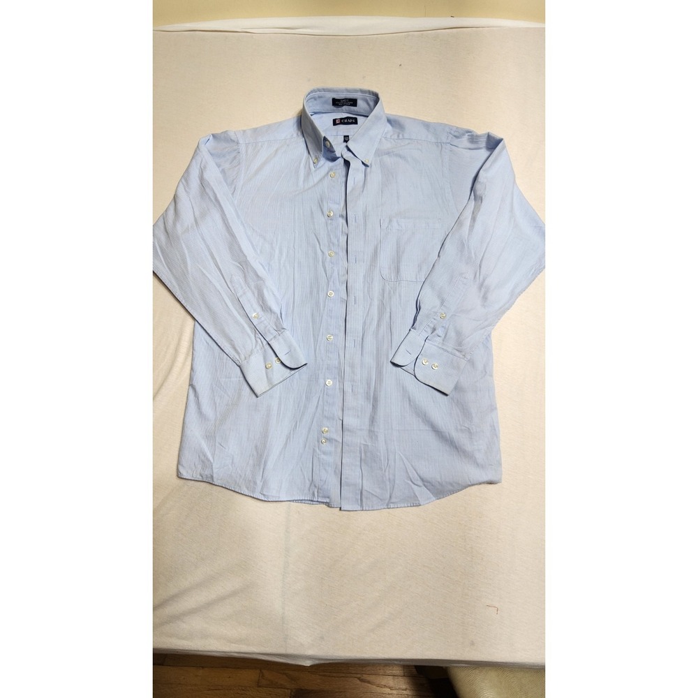 Chaps Button Down Shirt Mens 15 32/33 Light Blue Button Down Shirt W/ Pocket